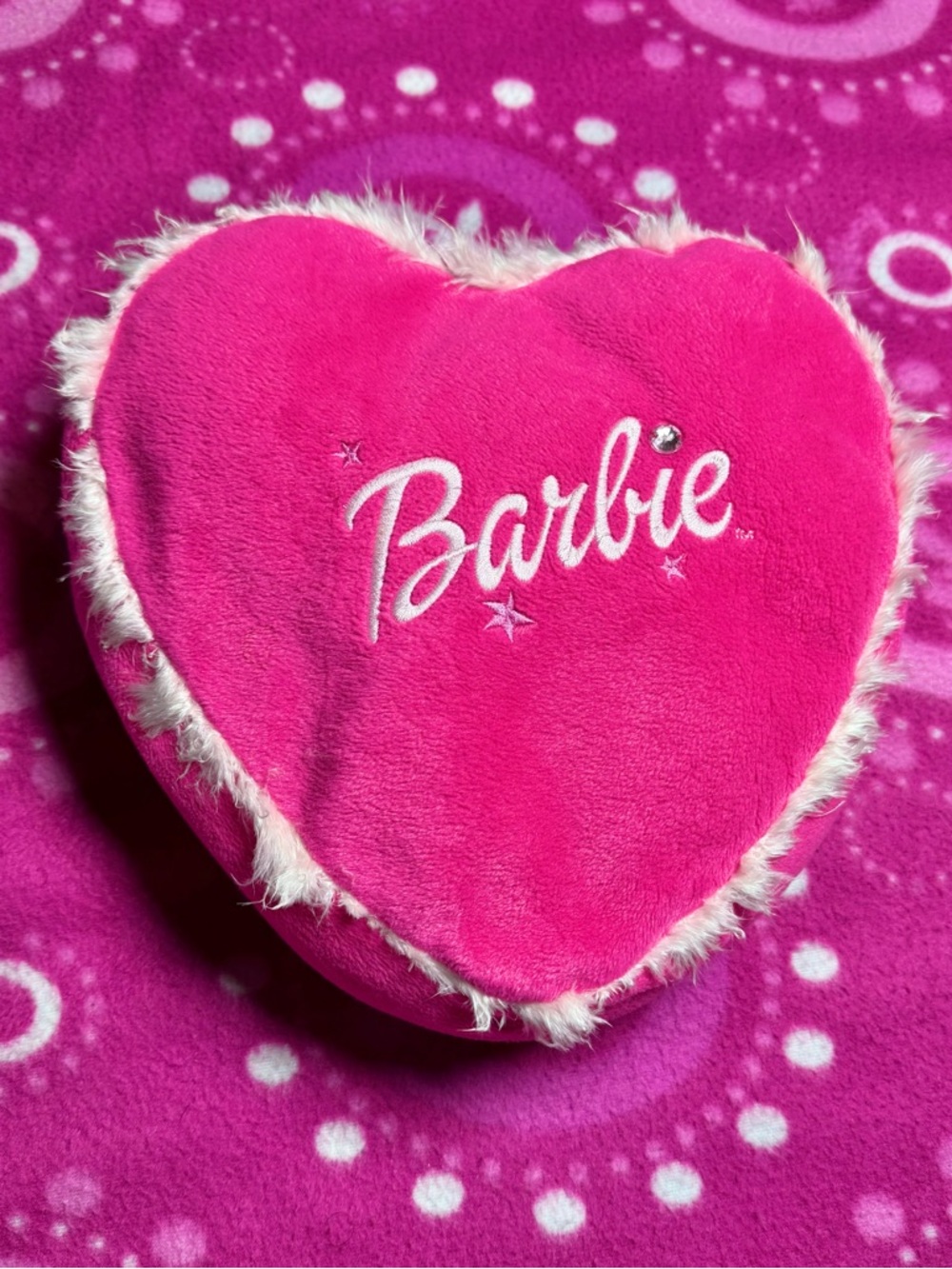 Vintage 90’s Barbie Heart Shape Hot Pink Pillow